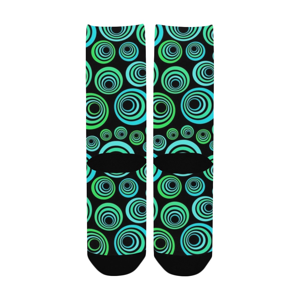 Retro Psychedelic Pretty Green Pattern Women's Custom Socks