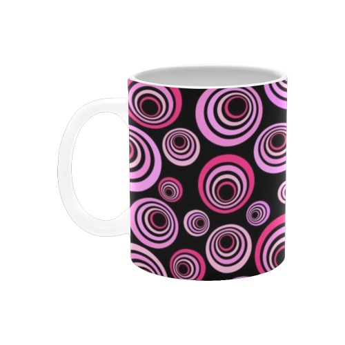 Retro Psychedelic Pretty Pink Pattern White Mug(11OZ)
