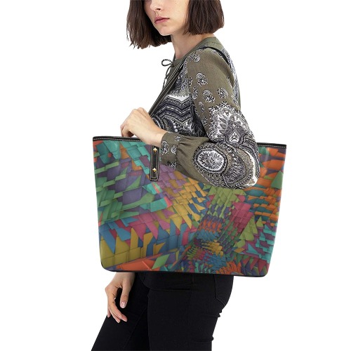 Shattered Chic Leather Tote Bag (Model 1709)