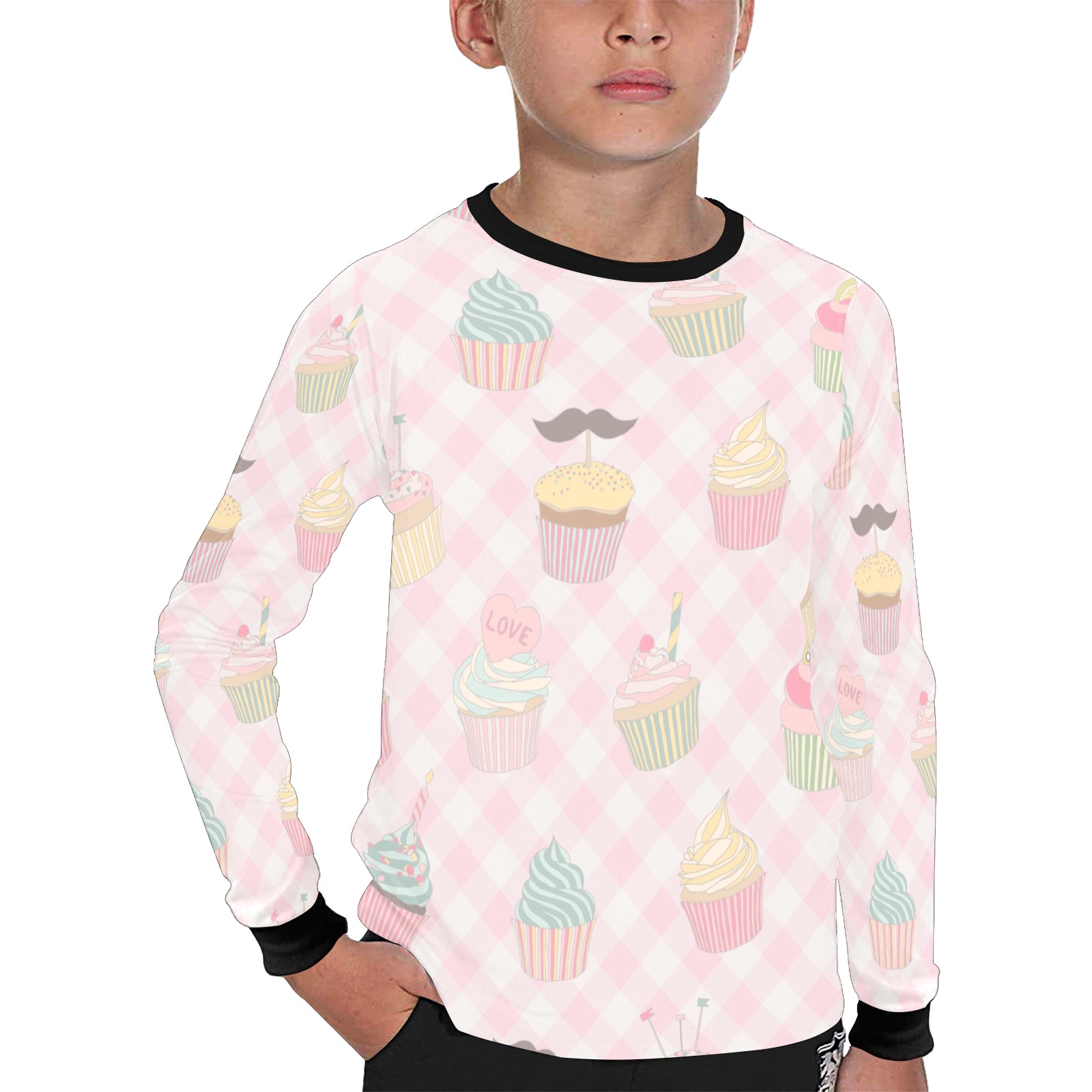 Cupcakes Kids' All Over Print Long Sleeve T-shirt (Model T51)