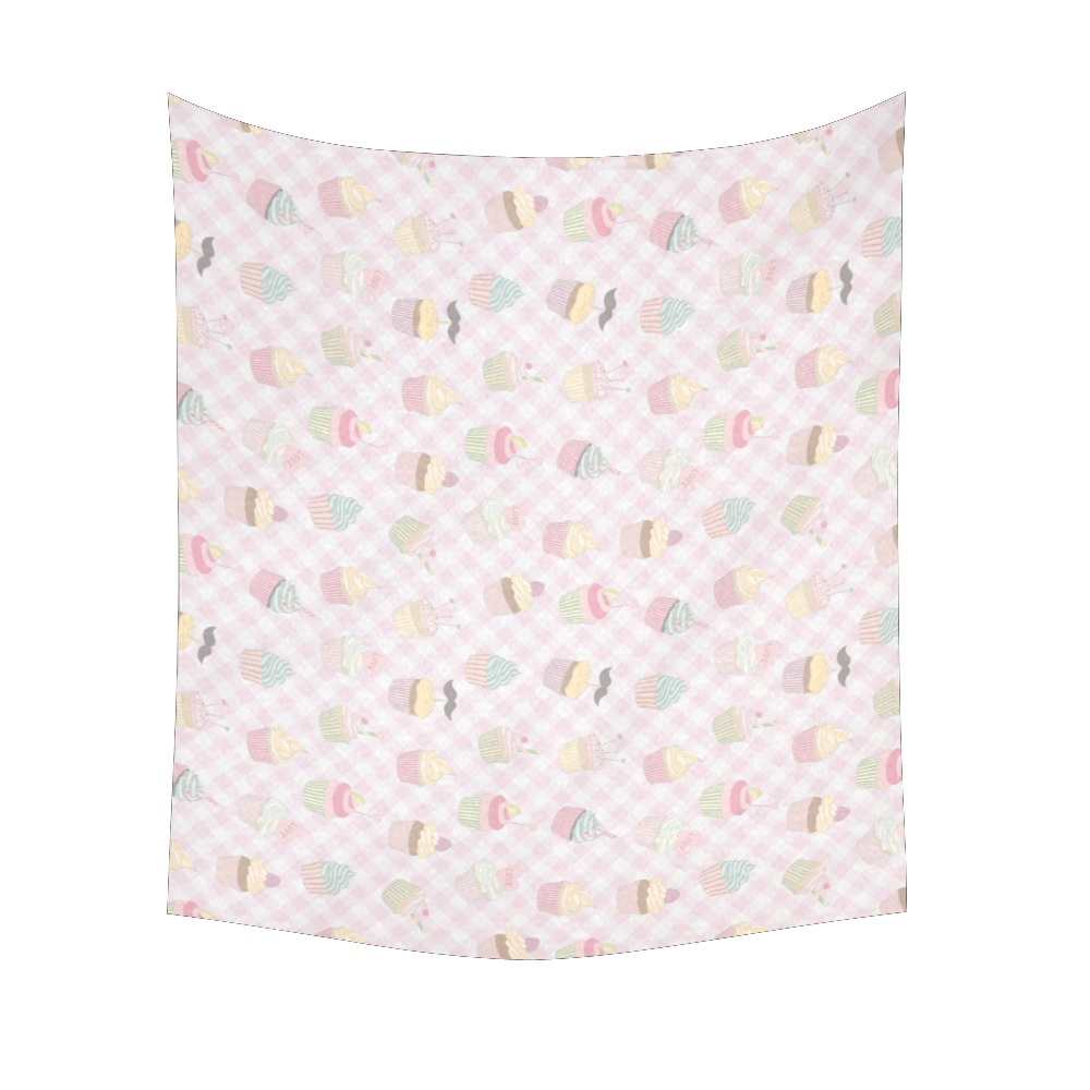 Cupcakes Cotton Linen Wall Tapestry 60"x 51"
