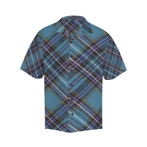 Turquoise Plaid Hawaiian Shirt (Model T58)