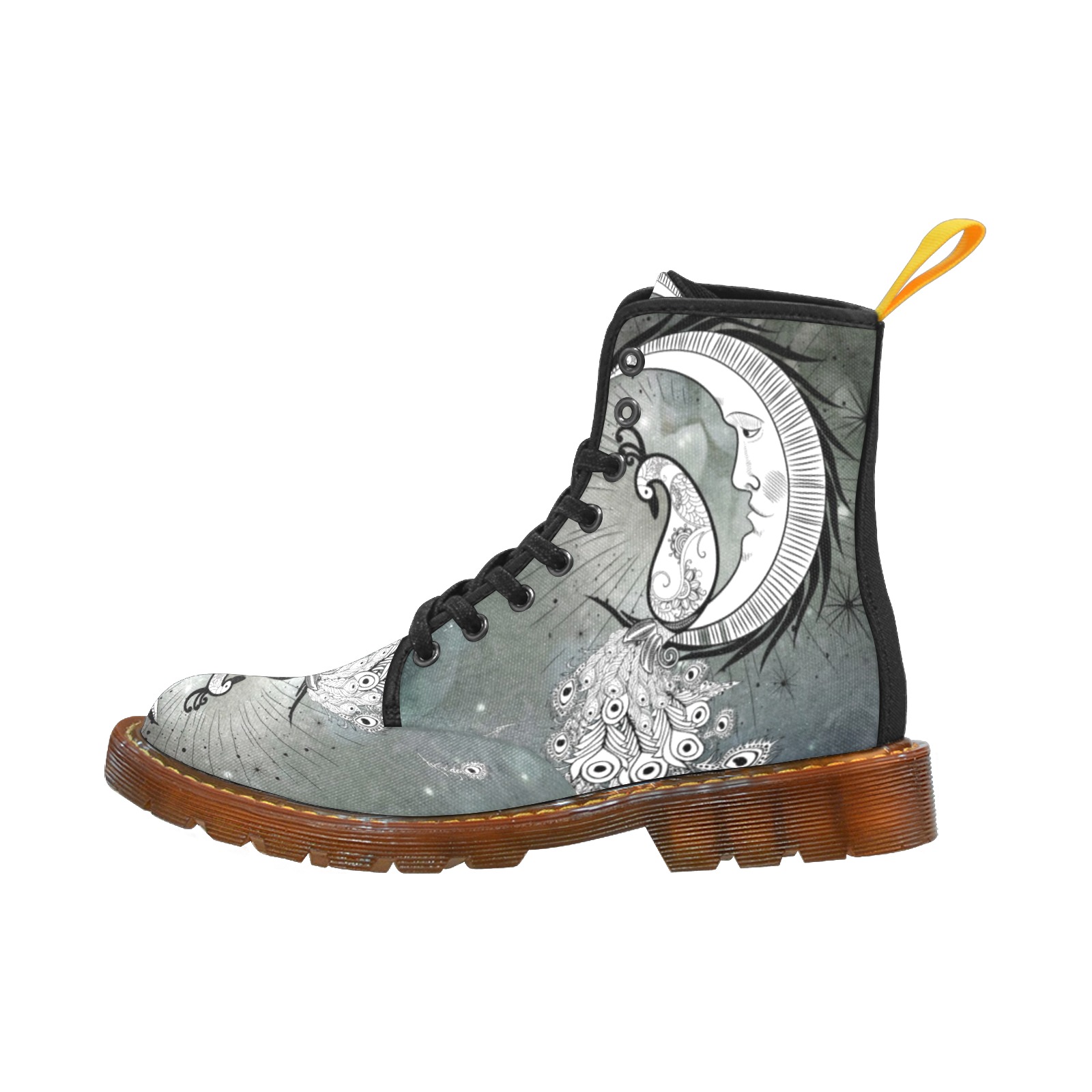 Wonderful peacock on the moon Martin Boots For Women Model 1203H