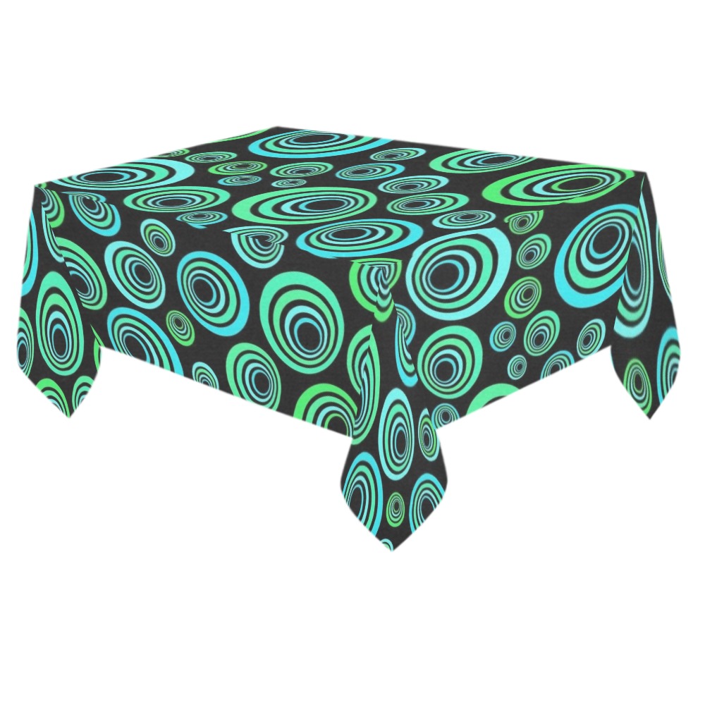 Retro Psychedelic Pretty Green Pattern Cotton Linen Tablecloth 60"x 84"