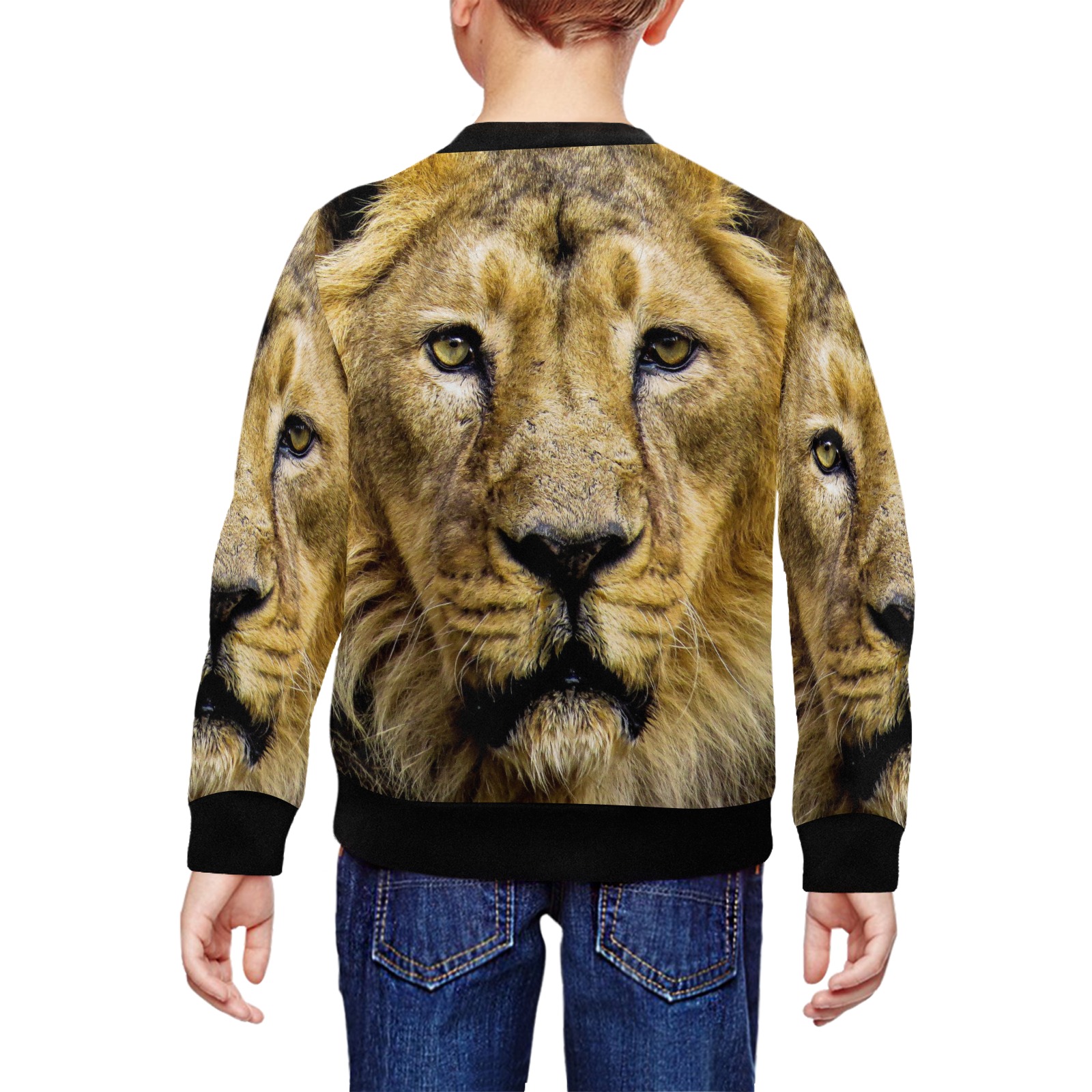Face of Lion All Over Print Crewneck Sweatshirt for Kids (Model H29)