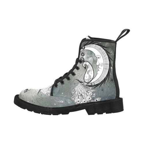 Wonderful peacock on the moon Martin Boots for Men (Black) (Model 1203H)