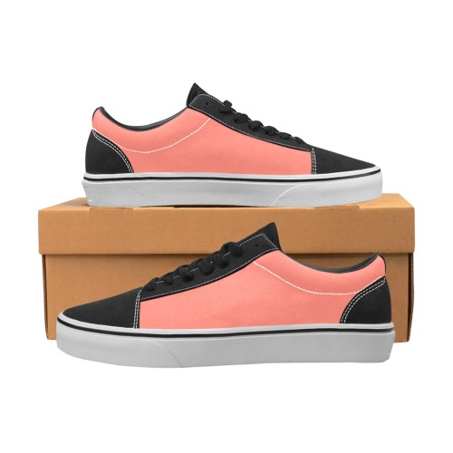 color salmon Men's Low Top Skateboarding Shoes (Model E001-2)