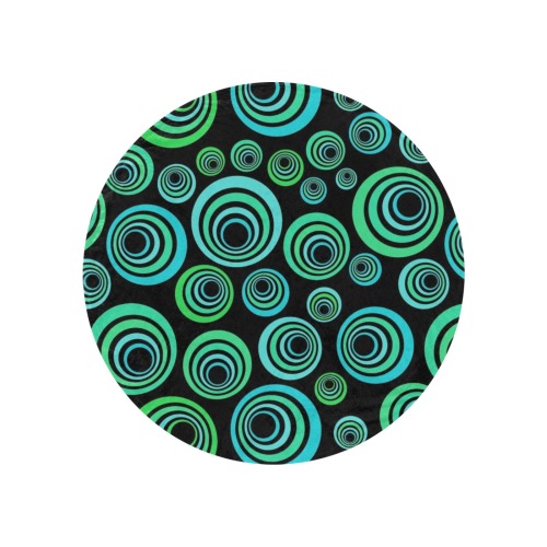 Retro Psychedelic Pretty Green Pattern Circular Ultra-Soft Micro Fleece Blanket 47"