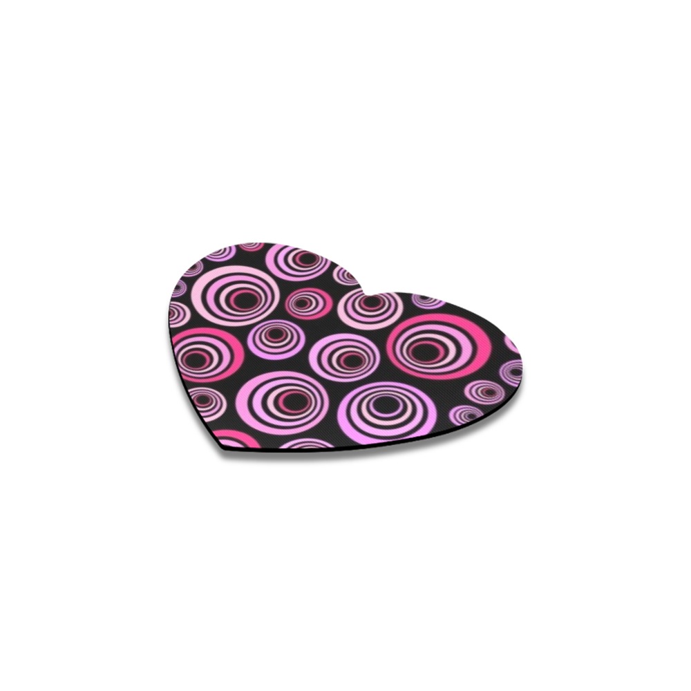 Retro Psychedelic Pretty Pink Pattern Heart Coaster