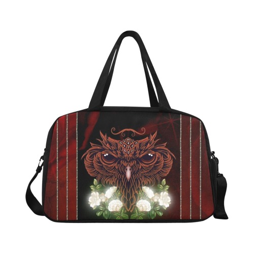 Awesome owl with flowers Fitness Handbag (Model 1671)