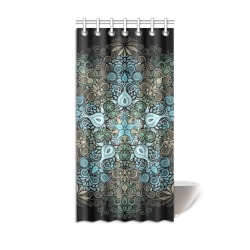 Baroque Garden Watercolor Turquoise Mandala Shower Curtain 36"x72"