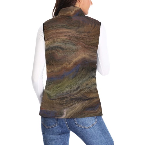 brown Women's Padded Vest Jacket (Model H44)