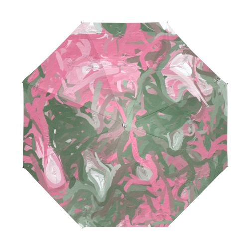 Pink, White and Green Abstract Anti-UV Foldable Umbrella (U08)