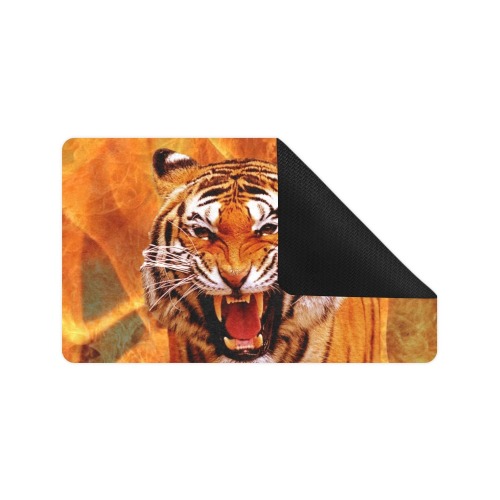 Tiger and Flame Doormat 30"x18" (Black Base)