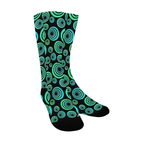 Retro Psychedelic Pretty Green Pattern Men's Custom Socks