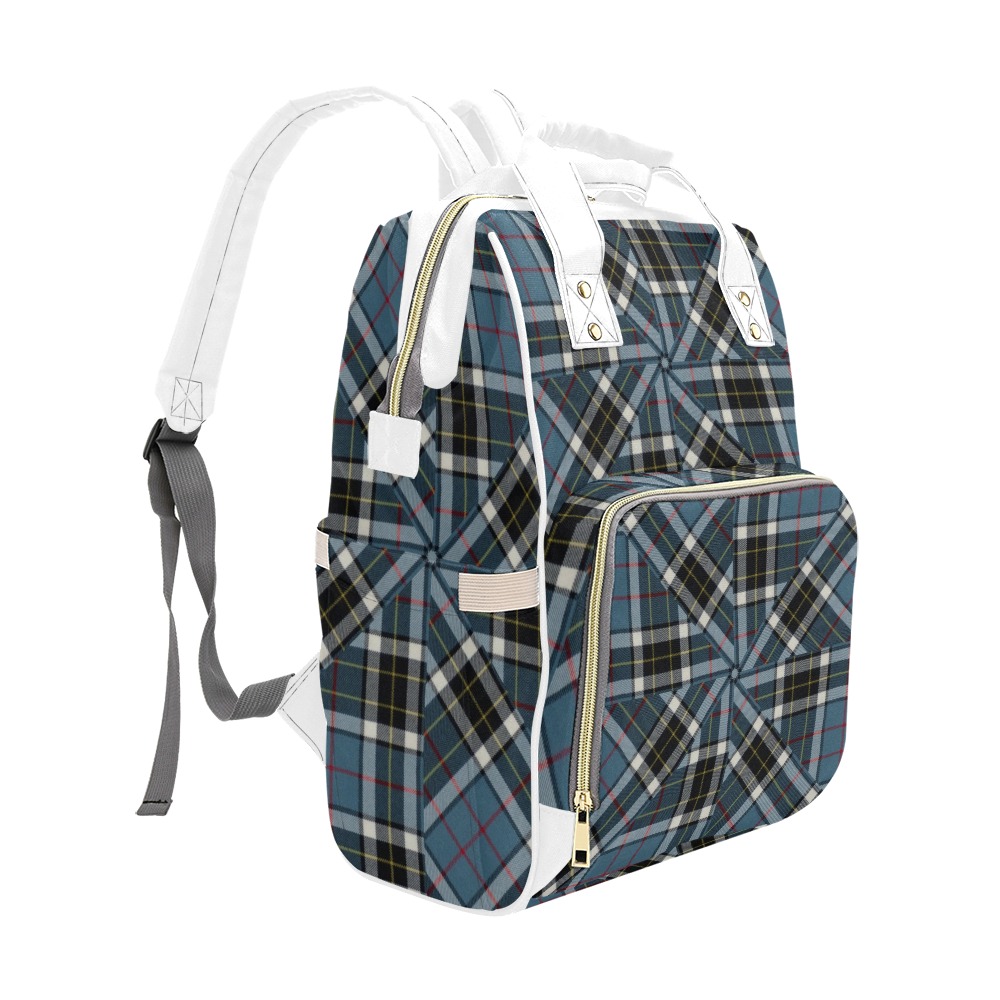 Thompson Blue Tartan Multi-Function Diaper Backpack/Diaper Bag (Model 1688)