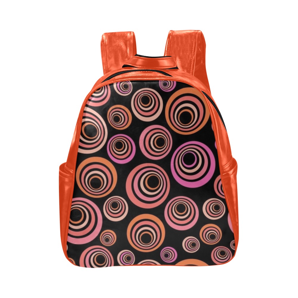 Retro Psychedelic Pretty All Orange Multi-Pockets Backpack (Model 1636)
