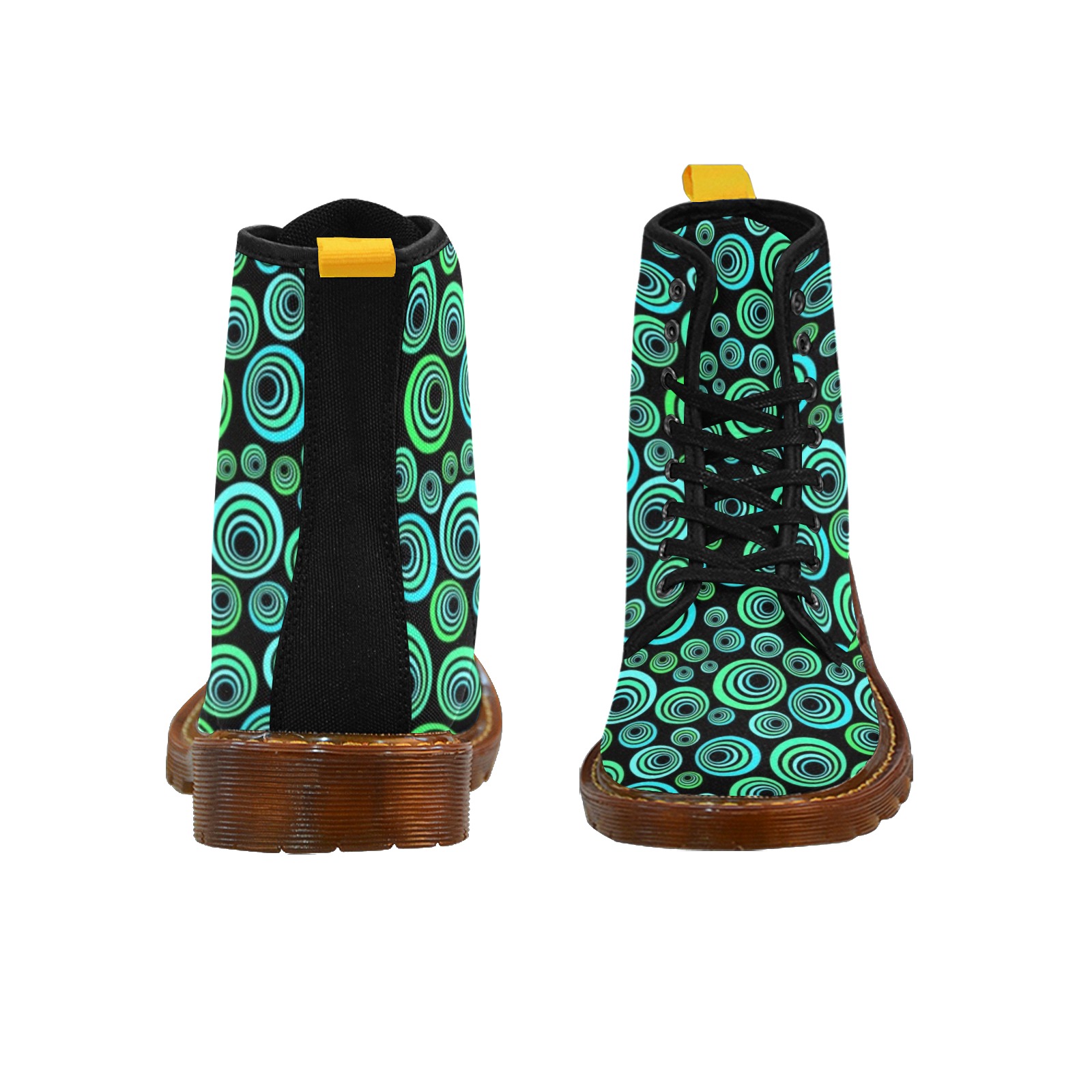 Retro Psychedelic Pretty Green Pattern Martin Boots For Women Model 1203H