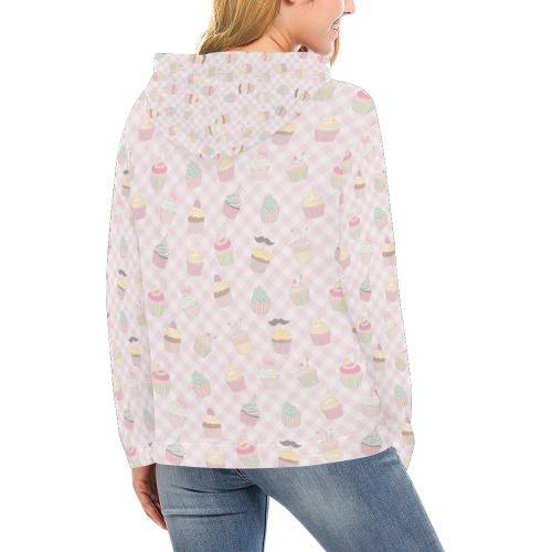 Cupcakes All Over Print Hoodie for Women (USA Size) (Model H13)