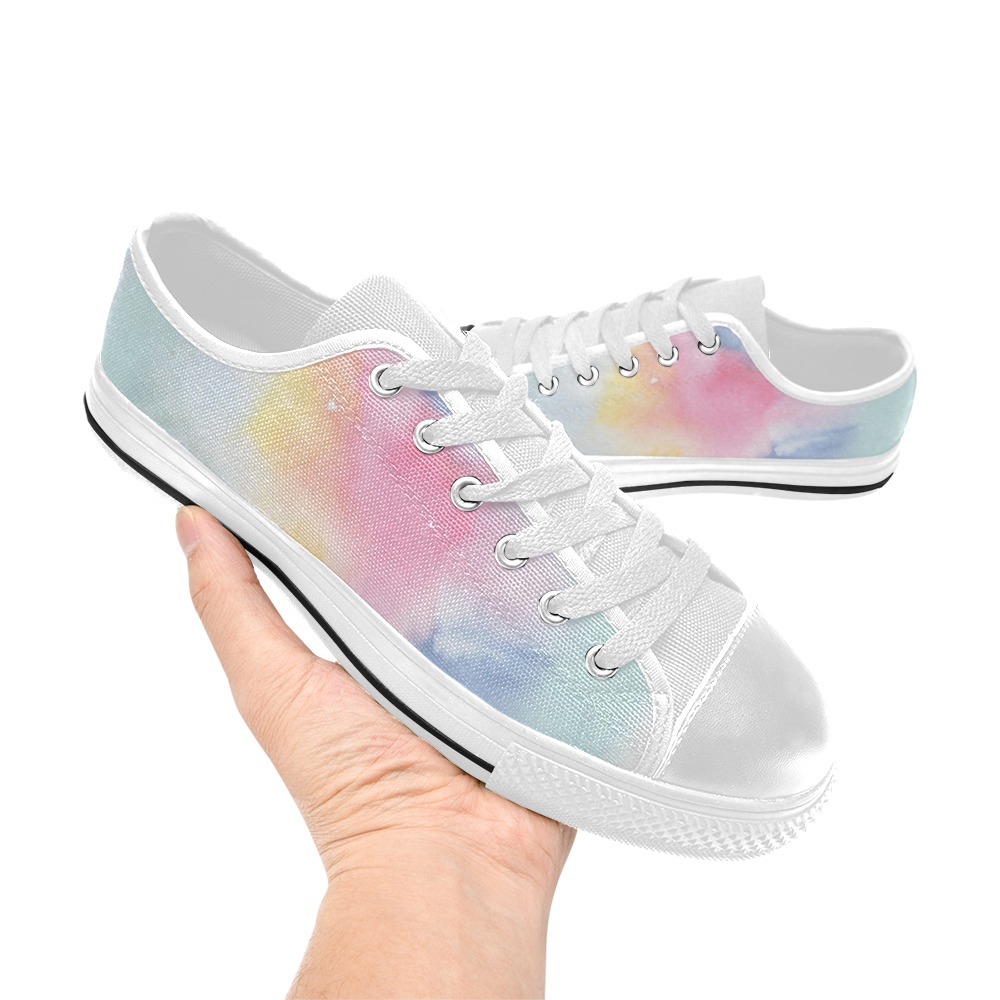 Colorful watercolor Women's Classic Canvas Shoes (Model 018)