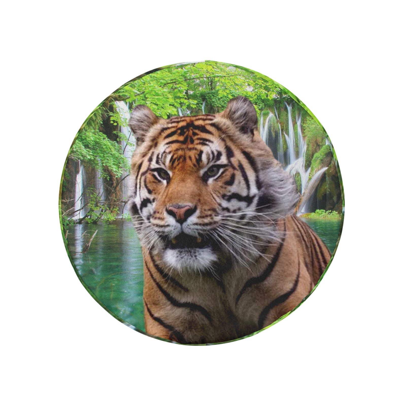 Tiger and Waterfall 32 Inch Spare Tire Cover
