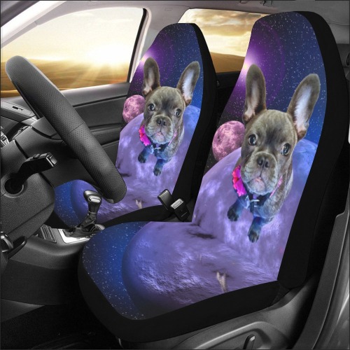 Dog French Bulldog and Planets Car Seat Covers (Set of 2)