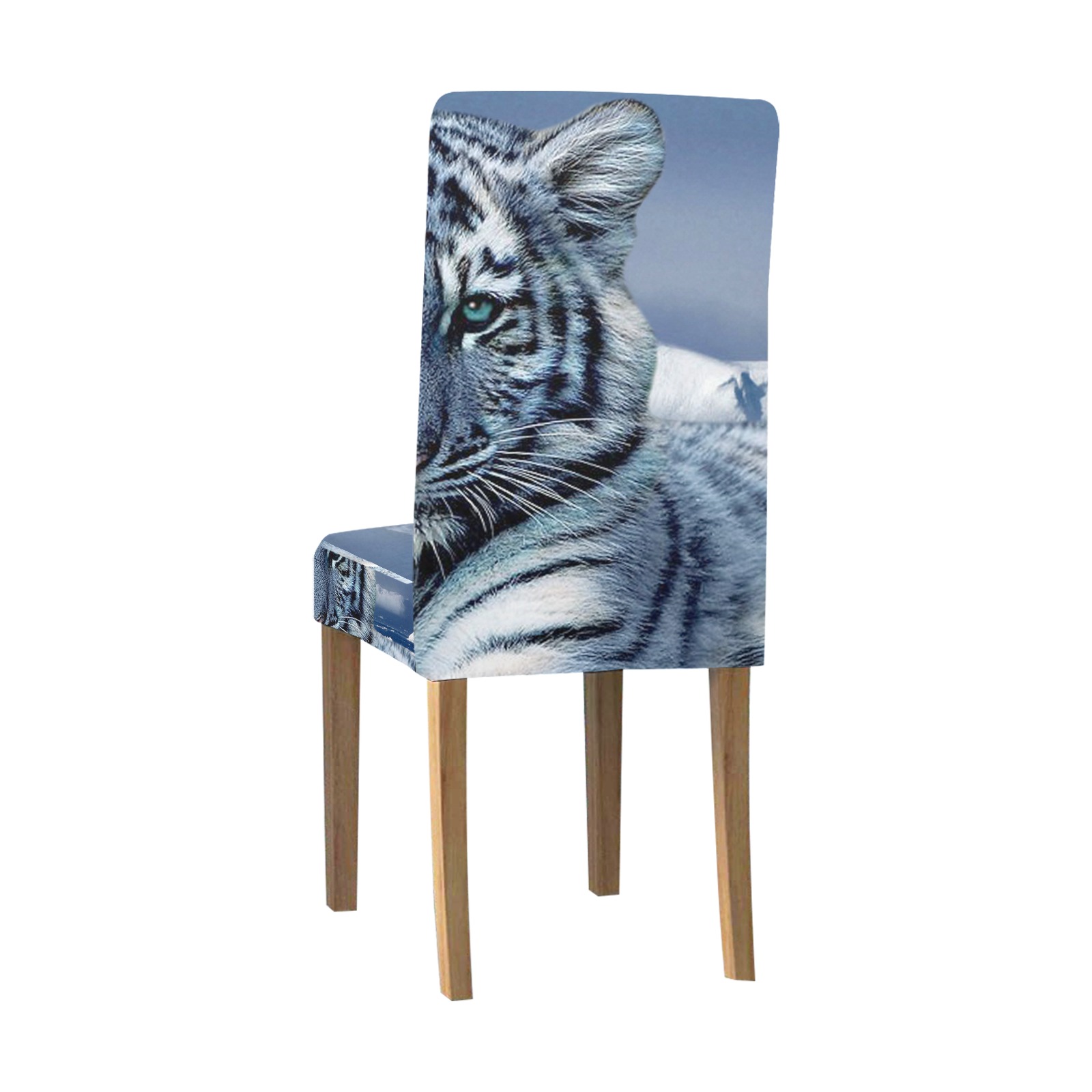 Blue White Tiger Removable Dining Chair Cover