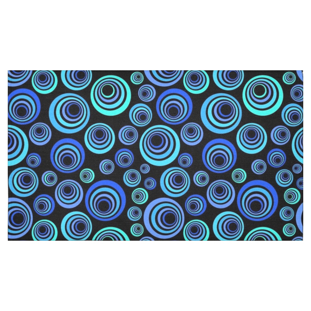 Retro Psychedelic Pretty Blue Pattern Cotton Linen Tablecloth 60"x 104"