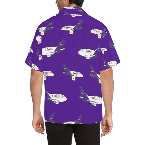 757 767 FedEx Hawaiian Purple Hawaiian Shirt (Model T58)