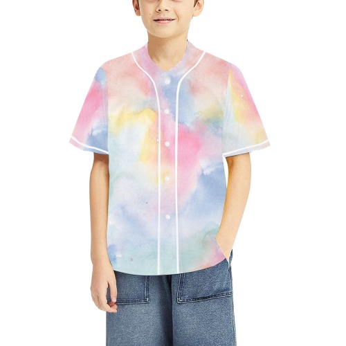 Colorful watercolor All Over Print Baseball Jersey for Kids (Model T50)