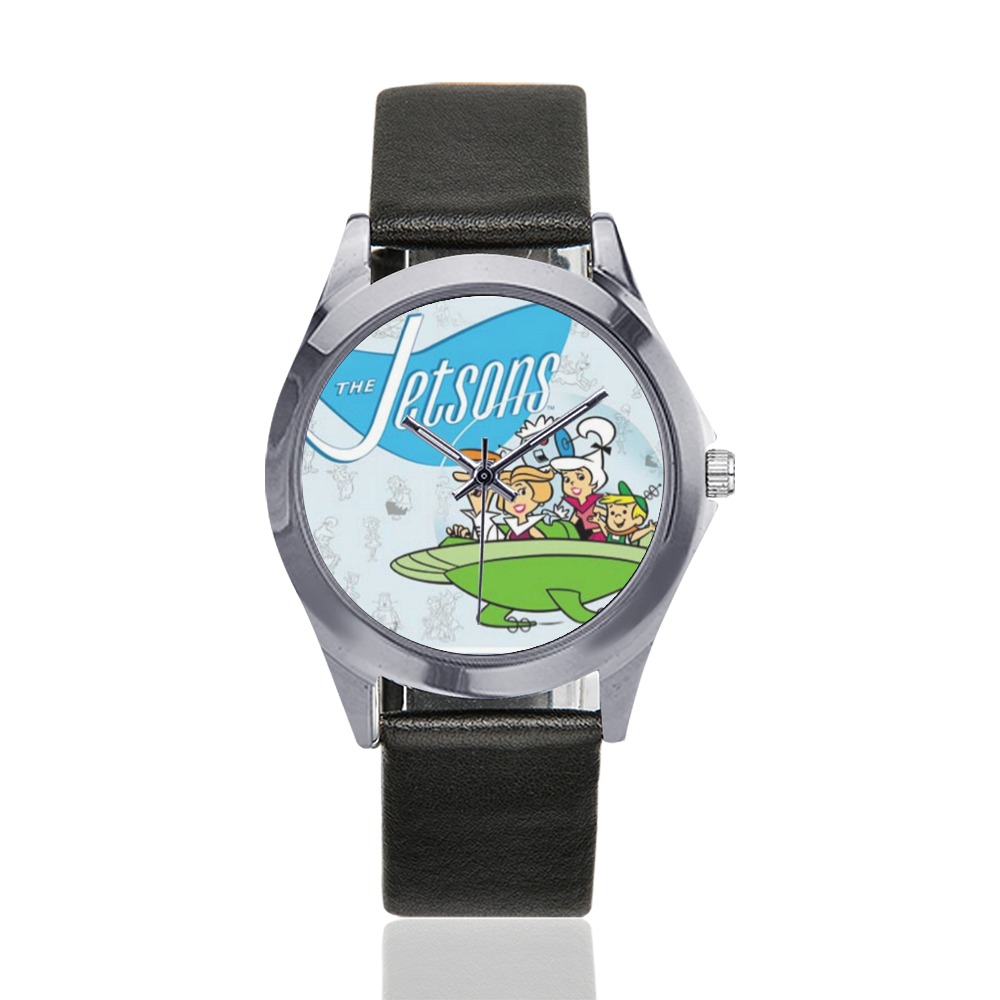 The Jetsons Unisex Silver-Tone Round Leather Watch (Model 216)