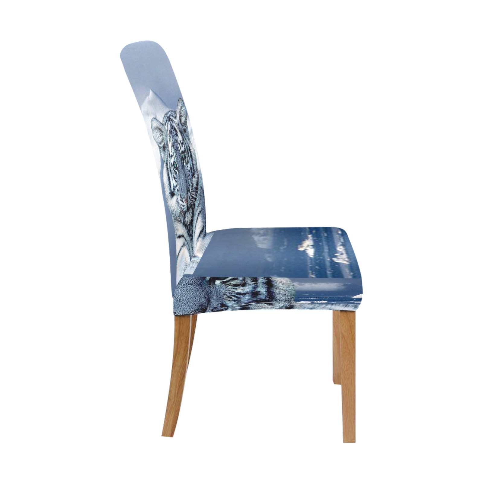 Blue White Tiger Removable Dining Chair Cover