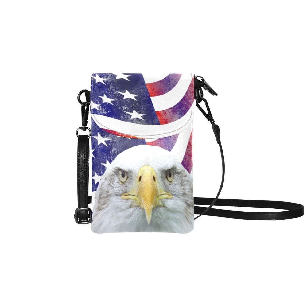 American Flag and Bald Eagle Small Cell Phone Purse (Model 1711)