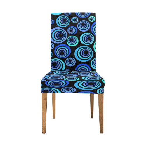 Retro Psychedelic Pretty Blue Pattern Removable Dining Chair Cover