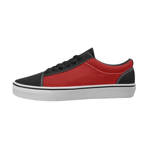 color dark red Men's Low Top Skateboarding Shoes (Model E001-2)