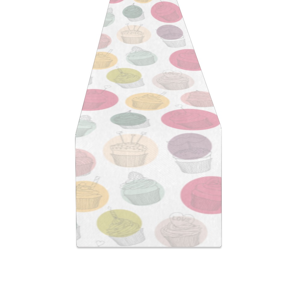 Colorful Cupcakes Table Runner 14x72 inch