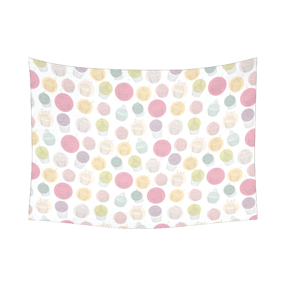 Colorful Cupcakes Cotton Linen Wall Tapestry 80"x 60"