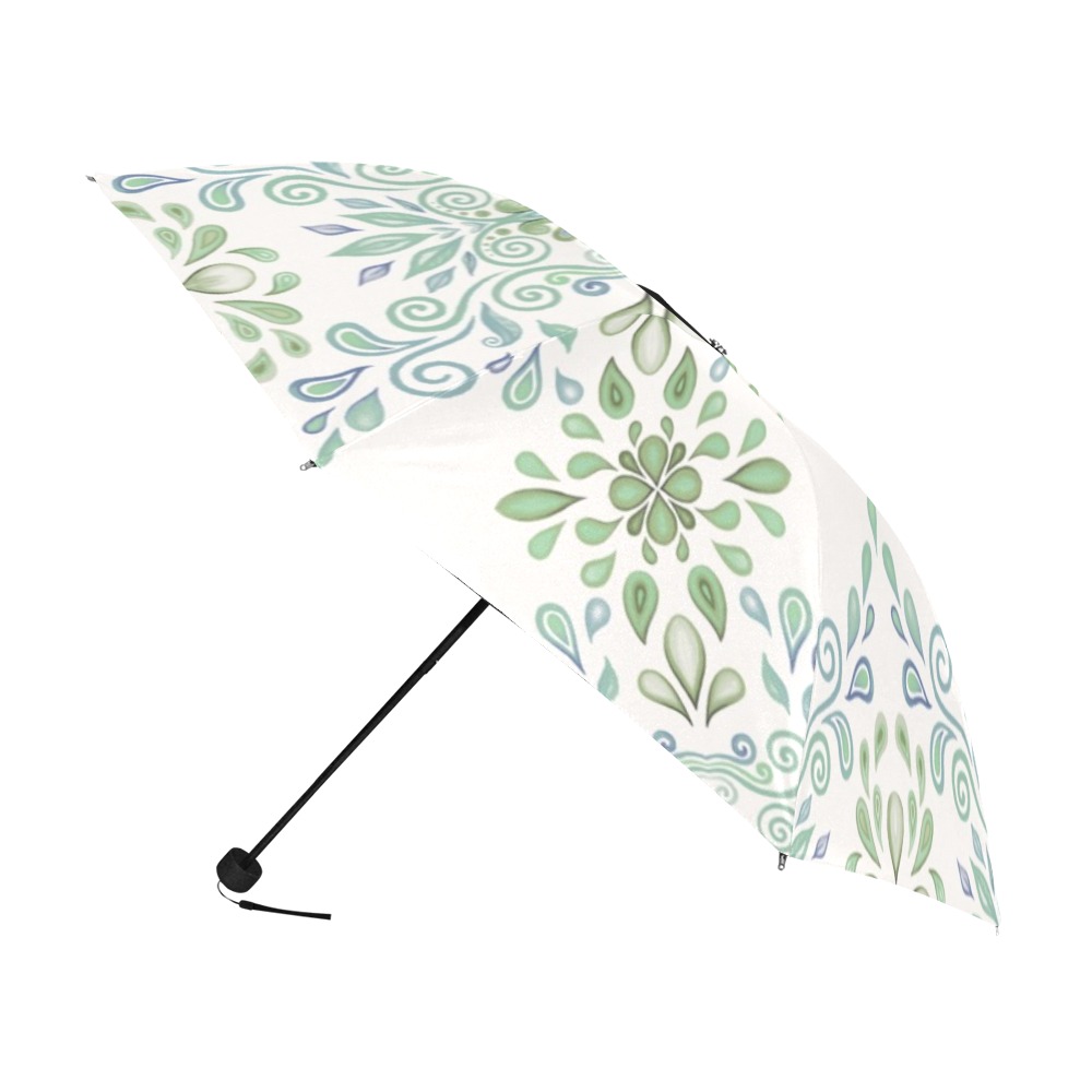 Blue and Green watercolor pattern Anti-UV Foldable Umbrella (U08)