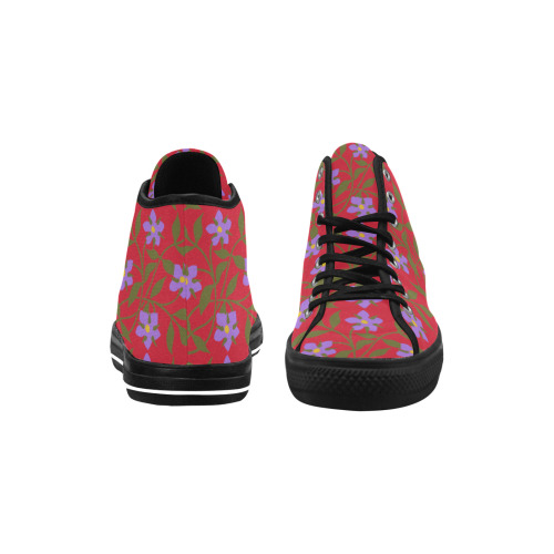 red with purple flowers Vancouver H Women's Canvas Shoes (1013-1)
