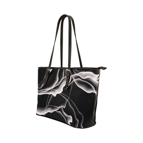 Monochrome Ink Leather Tote Bag/Small (Model 1651)