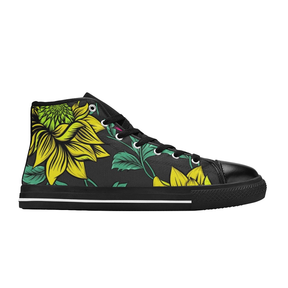 Neon Tropical Yellow High Top Canvas Shoes for Kid (Model 017)