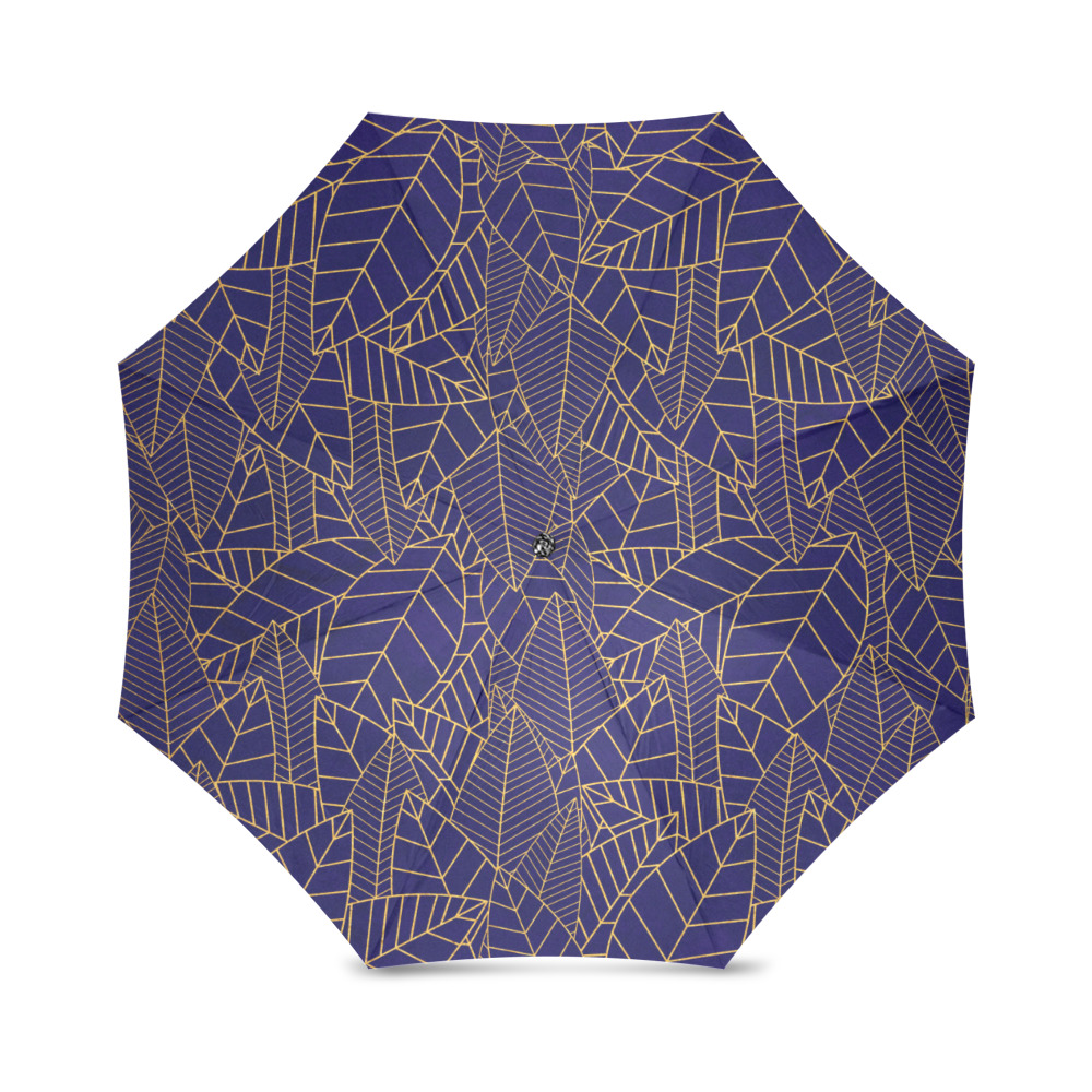 UMB PurpleGoldLeaves Foldable Umbrella (Model U01)