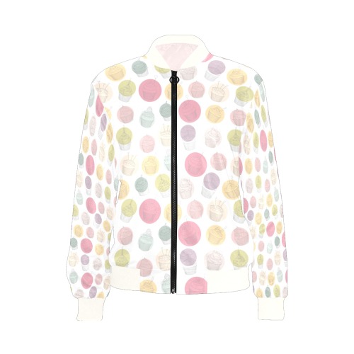 Colorful Cupcakes All Over Print Bomber Jacket for Women (Model H36)