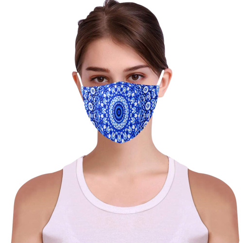 Blue Mandala Mehndi Style G403 3D Mouth Mask with Drawstring (Pack of 20) (Model M04)