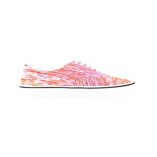Orange and red water Classic Women's Canvas Low Top Shoes (Model E001-4)