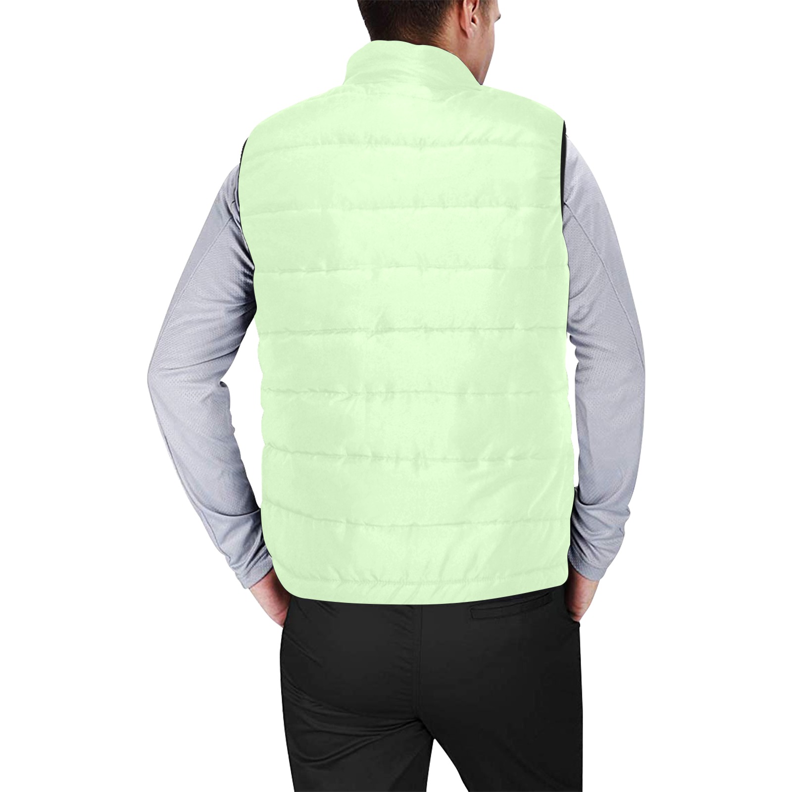 color tea green Men's Padded Vest Jacket (Model H44)