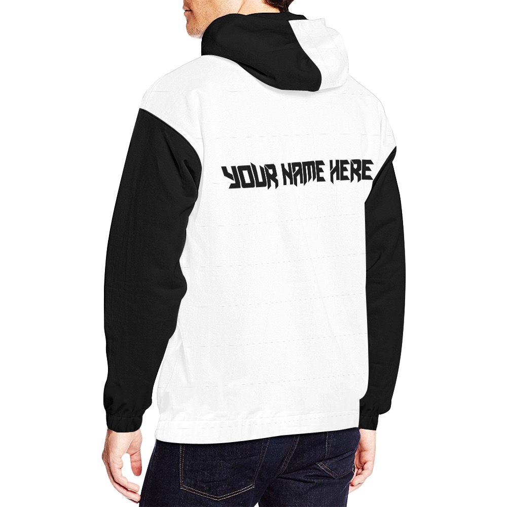 Your Name Here White/Black All Over Print Hoodie for Men (USA Size) (Model H13)
