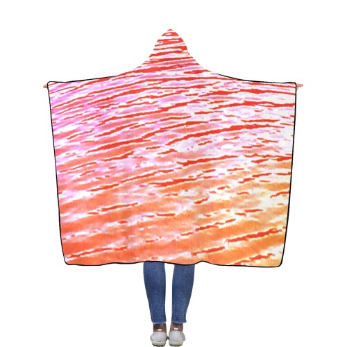 Orange and red water Flannel Hooded Blanket 56''x80''