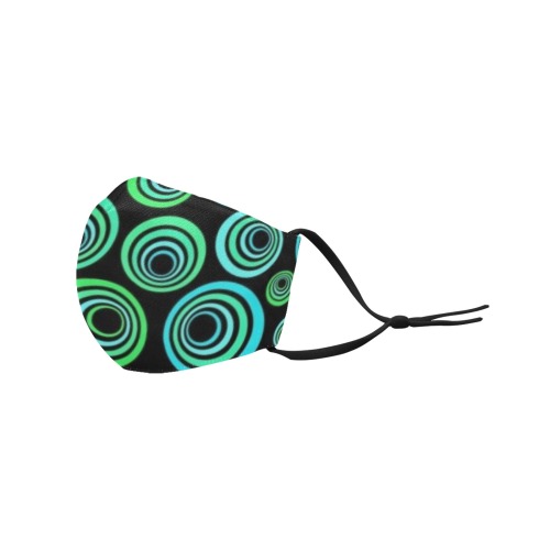 Retro Psychedelic Pretty Green Pattern 3D Mouth Mask with Drawstring (Pack of 50) (Model M04)
