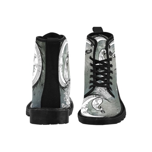 Wonderful peacock on the moon Martin Boots for Women (Black) (Model 1203H)